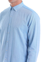 Comfort Fit Long Sleeve Cotton Turquoise Casual Shirt - MIB