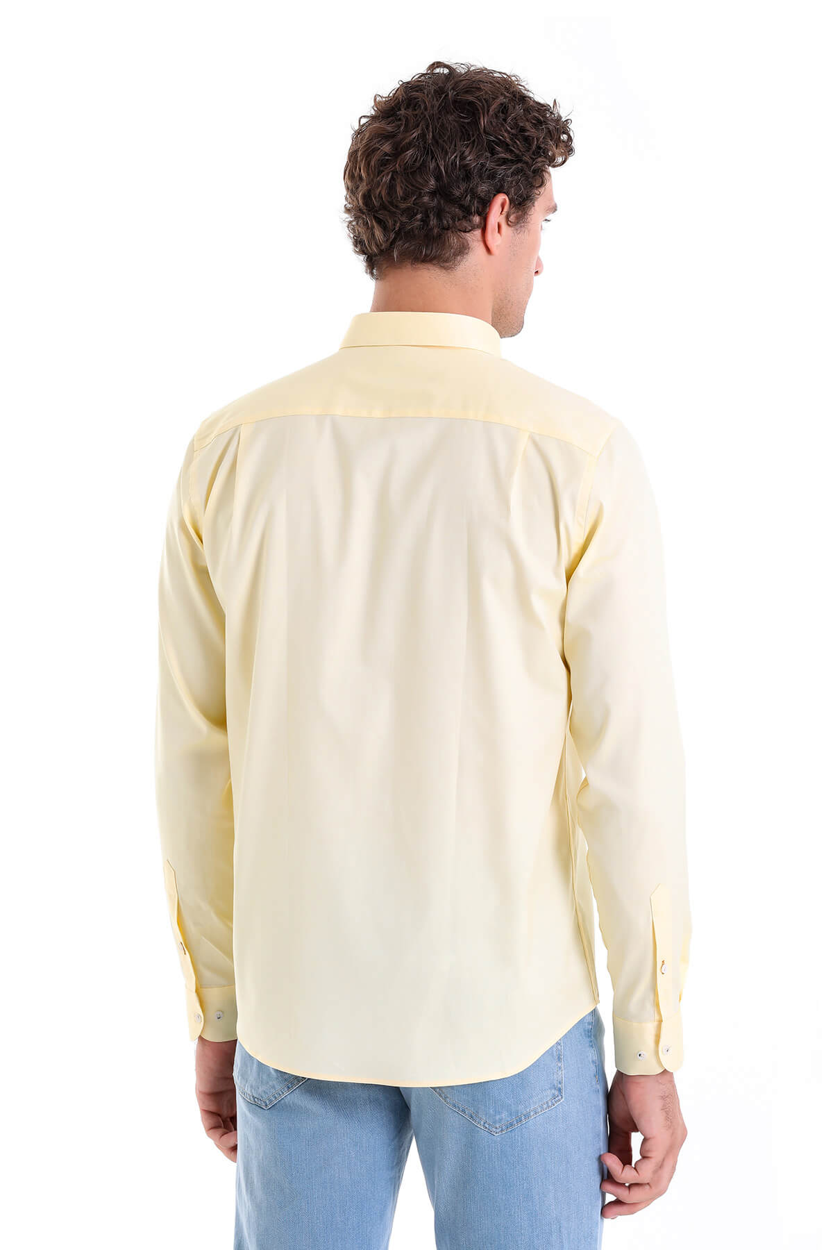 Comfort Fit Long Sleeve Cotton Yellow Casual Shirt - MIB