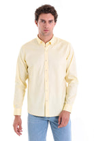 Comfort Fit Long Sleeve Cotton Yellow Casual Shirt - MIB