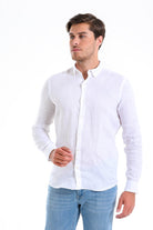 Comfort Fit Long Sleeve Linen White Casual Shirt - MIB