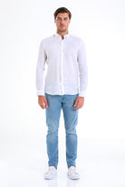 Comfort Fit Long Sleeve Linen White Casual Shirt - MIB