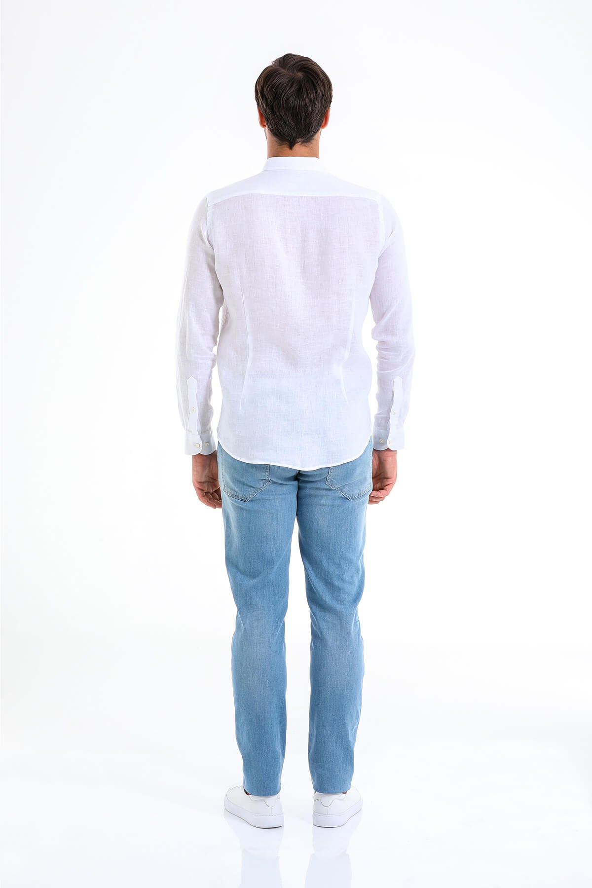 Comfort Fit Long Sleeve Linen White Casual Shirt - MIB