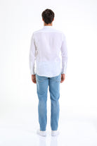 Comfort Fit Long Sleeve Linen White Casual Shirt - MIB