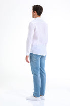 Comfort Fit Long Sleeve Linen White Casual Shirt - MIB