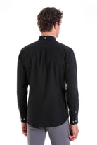 Comfort Fit Long Sleeve Oxford Cotton Black Casual Shirt