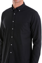 Comfort Fit Long Sleeve Oxford Cotton Black Casual Shirt