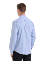 Comfort Fit Long Sleeve Oxford Cotton Blue Casual Shirt