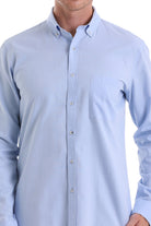 Comfort Fit Long Sleeve Oxford Cotton Blue Casual Shirt