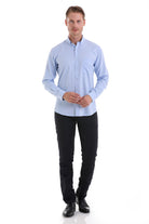 Comfort Fit Long Sleeve Oxford Cotton Blue Casual Shirt