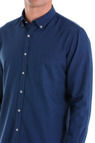 Comfort Fit Long Sleeve Oxford Cotton Navy Casual Shirt