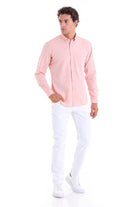 Comfort Fit Long Sleeve Oxford Cotton Orange Casual Shirt