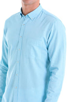 Comfort Fit Long Sleeve Oxford Cotton Turquoise Casual