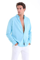 Comfort Fit Long Sleeve Oxford Cotton Turquoise Casual