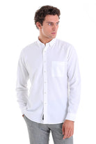 Comfort Fit Long Sleeve Oxford Cotton White Casual Shirt