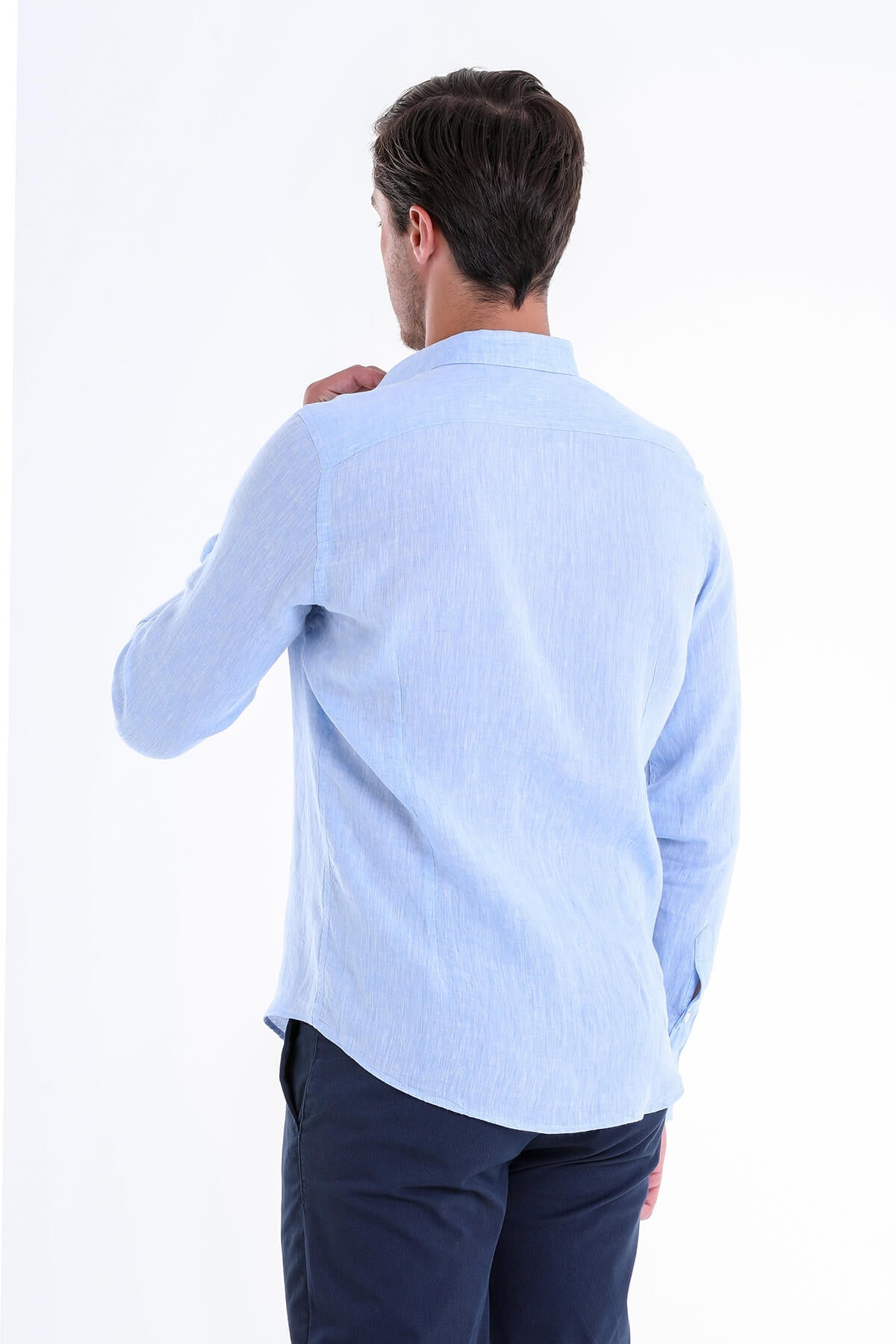 Comfort Fit Long Sleeve Plain Linen Casual Shirt Light.