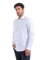 Comfort Fit Long Sleeve Printed Cotton Beige Casual Shirt