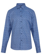 Comfort Fit Long Sleeve Printed Cotton Casual Shirt Blue B