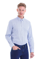 Comfort Fit Long Sleeve Printed Cotton Navy Casual Shirt