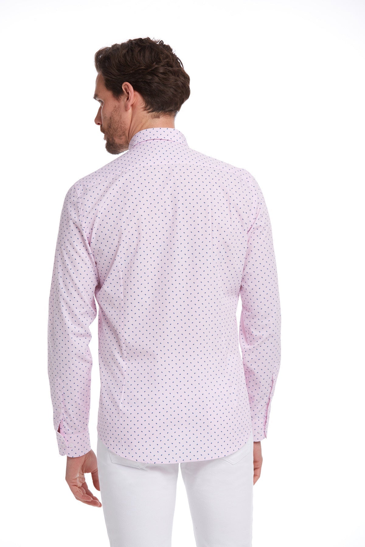 Comfort Fit Long Sleeve Printed Cotton Pink Casual Shirt