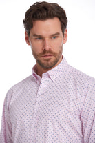 Comfort Fit Long Sleeve Printed Cotton Pink Casual Shirt