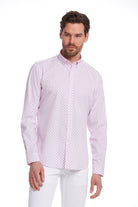 Comfort Fit Long Sleeve Printed Cotton Pink Casual Shirt