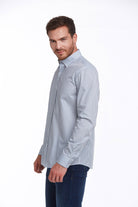 Comfort Fit Long Sleeve Striped Cotton Blue Casual Shirt