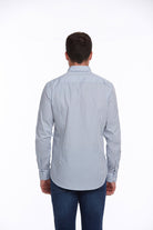 Comfort Fit Long Sleeve Striped Cotton Blue Casual Shirt