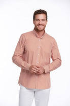 Comfort Fit Long Sleeve Striped Cotton Brick Casual Shirt