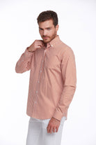 Comfort Fit Long Sleeve Striped Cotton Brick Casual Shirt