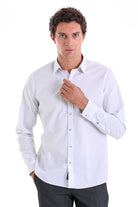 Comfort Fit Long Sleeve Windowpane Cotton Gray Casual Shirt