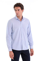 Comfort Fit Micro Pinstripe Cotton Blue Casual Shirt - MIB