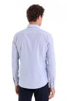 Comfort Fit Micro Pinstripe Cotton Blue Casual Shirt - MIB