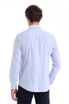 Comfort Fit Micro Pinstripe Cotton Light Blue Casual Shirt