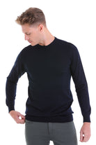 Comfort Fit Navy Wool Blend Crew Neck Sweater - MIB