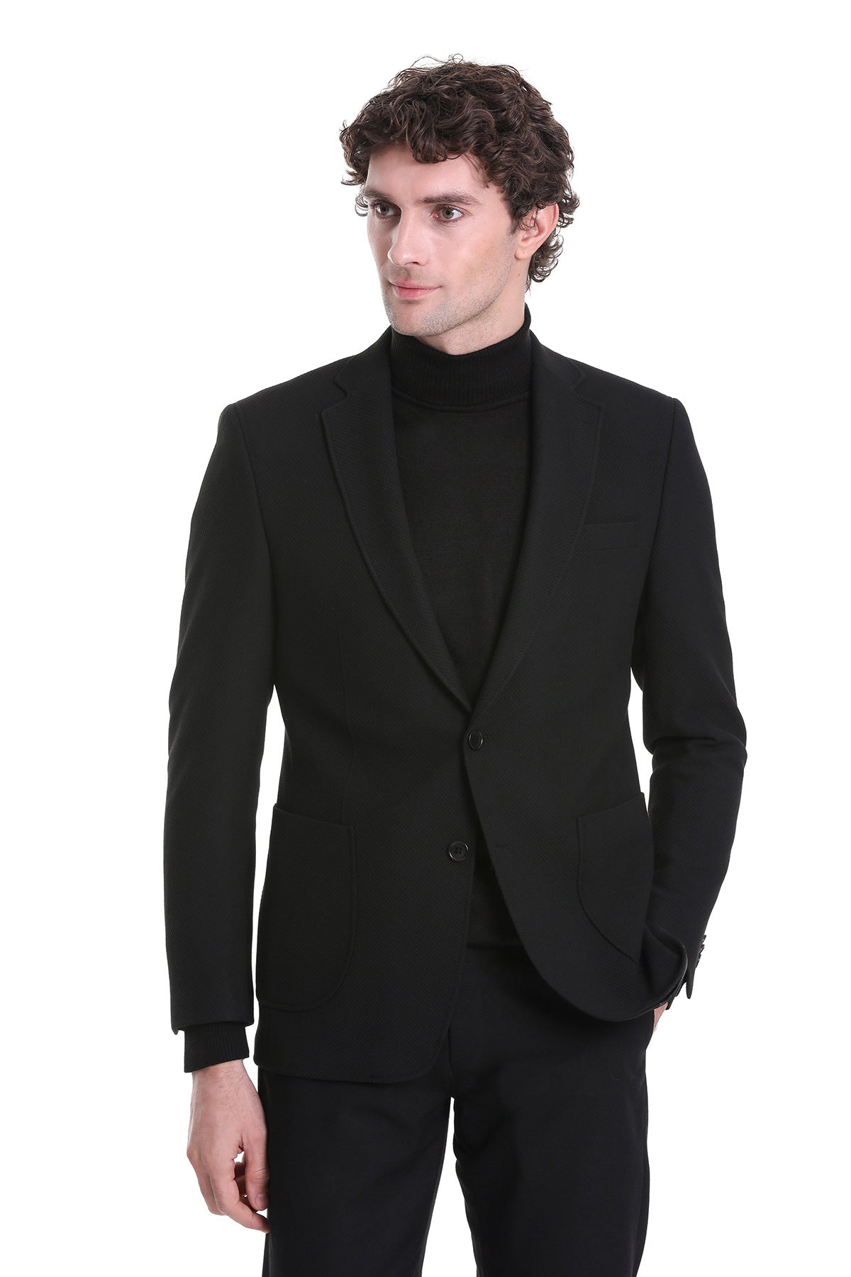 Comfort Fit Notch Lapel Black Classic Blazer - MIB