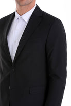 Comfort Fit Notch Lapel Black Classic Suit - MIB