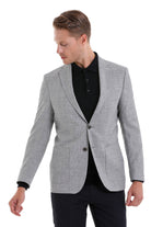 Comfort Fit Notch Lapel Blue Classic Blazer - SAYKI