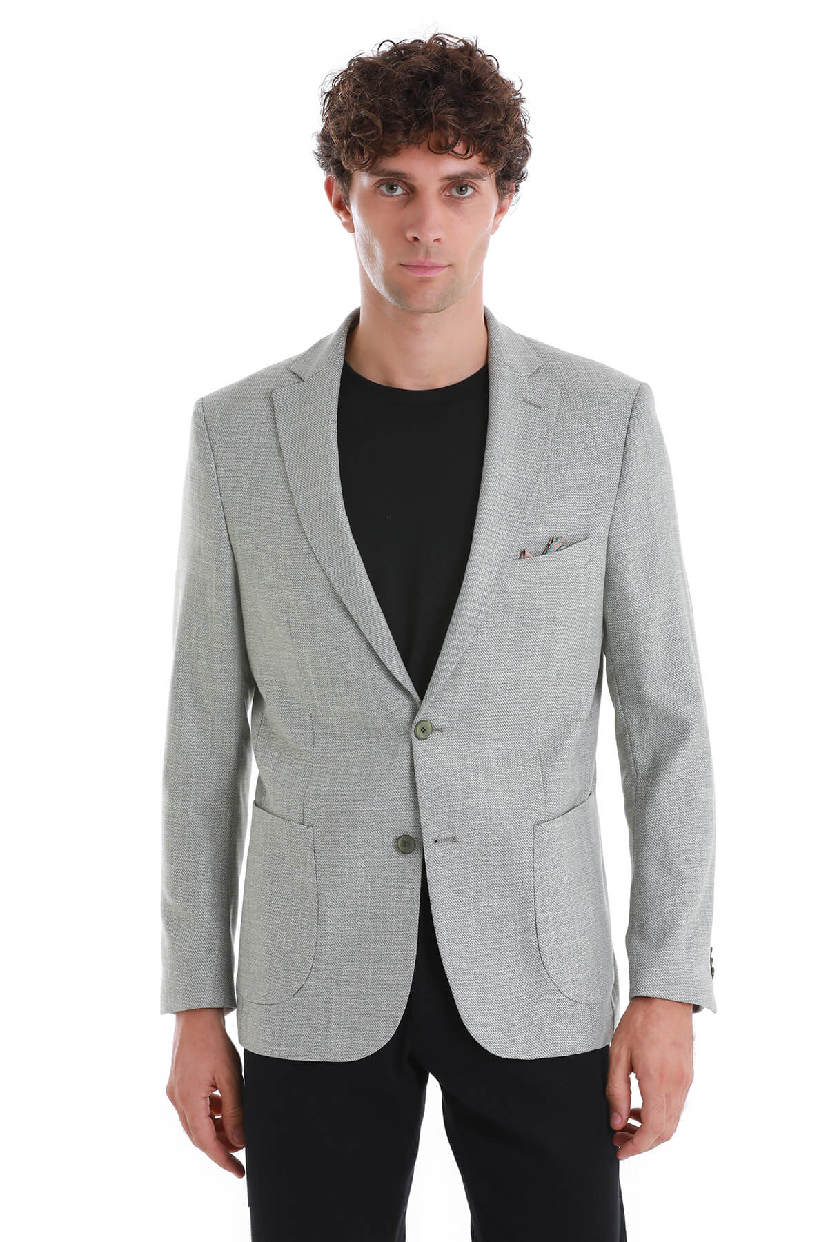 Comfort Fit Notch Lapel Cotton Blend Khaki Classic Blazer