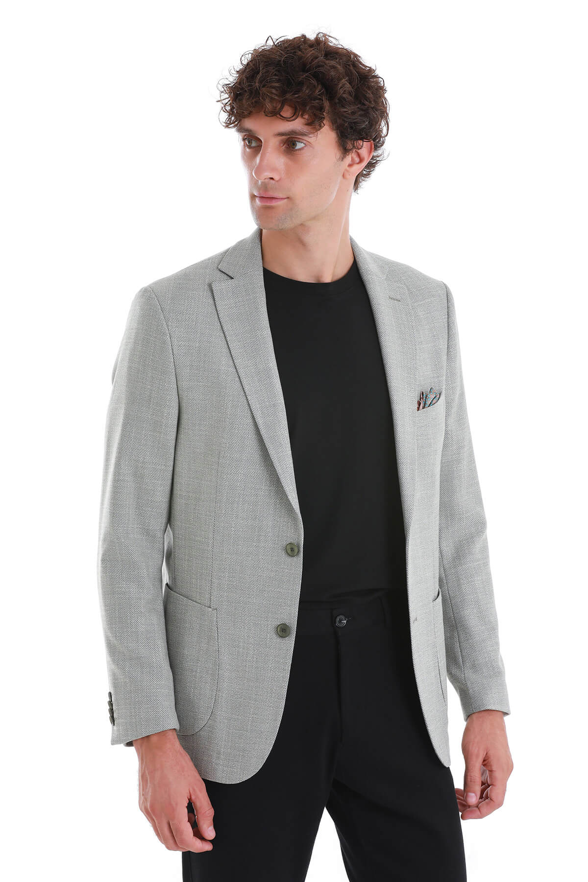 Comfort Fit Notch Lapel Cotton Blend Khaki Classic Blazer