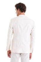 Comfort Fit Notch Lapel Ecru Linen Casual Blazer - SAYKI