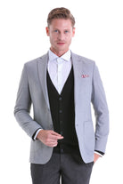 Comfort Fit Notch Lapel Gray Wool Blend Casual Blazer