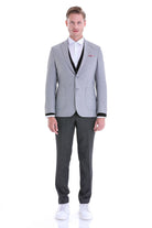 Comfort Fit Notch Lapel Gray Wool Blend Casual Blazer