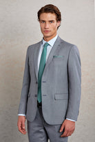 Comfort Fit Notch Lapel Gray Wool Blend Classic Suit - MIB