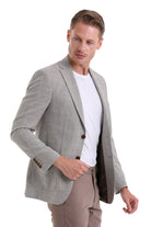 Comfort Fit Notch Lapel Light Brown Classic Blazer - SAYKI