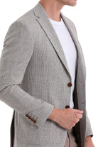 Comfort Fit Notch Lapel Light Brown Classic Blazer - SAYKI