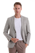 Comfort Fit Notch Lapel Light Brown Classic Blazer - SAYKI