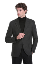 Comfort Fit Notch Lapel Textured Black Classic Blazer - MIB