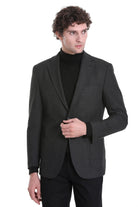 Comfort Fit Notch Lapel Textured Black Classic Blazer - MIB