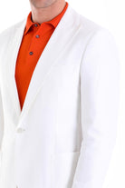 Comfort Fit Notch Lapel White Linen Casual Blazer - SAYKI