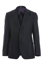 Comfort Fit Peak Lapel Dark Navy Casual Blazer - SAYKI